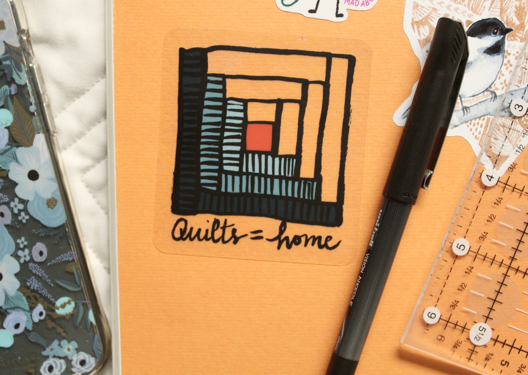 Log Cabin Clear Sticker - 3rd Story Workshop - Quilts = Home